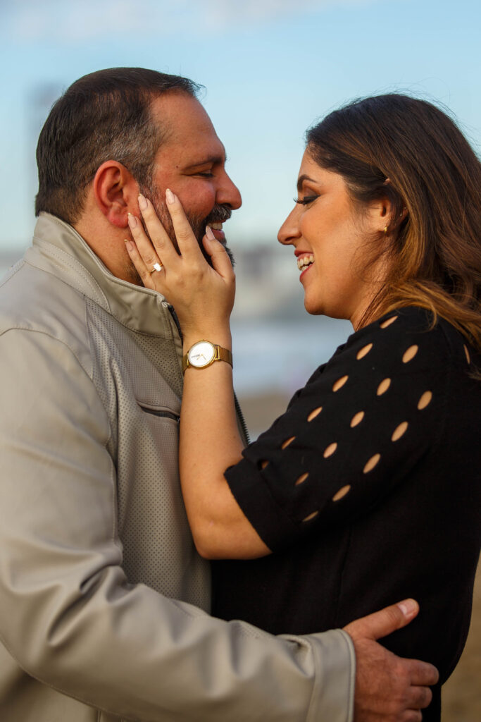 Cute couple just engaged in SF California