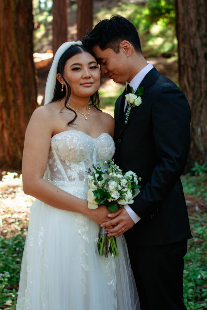 bride and groom on their wedding day in California. 