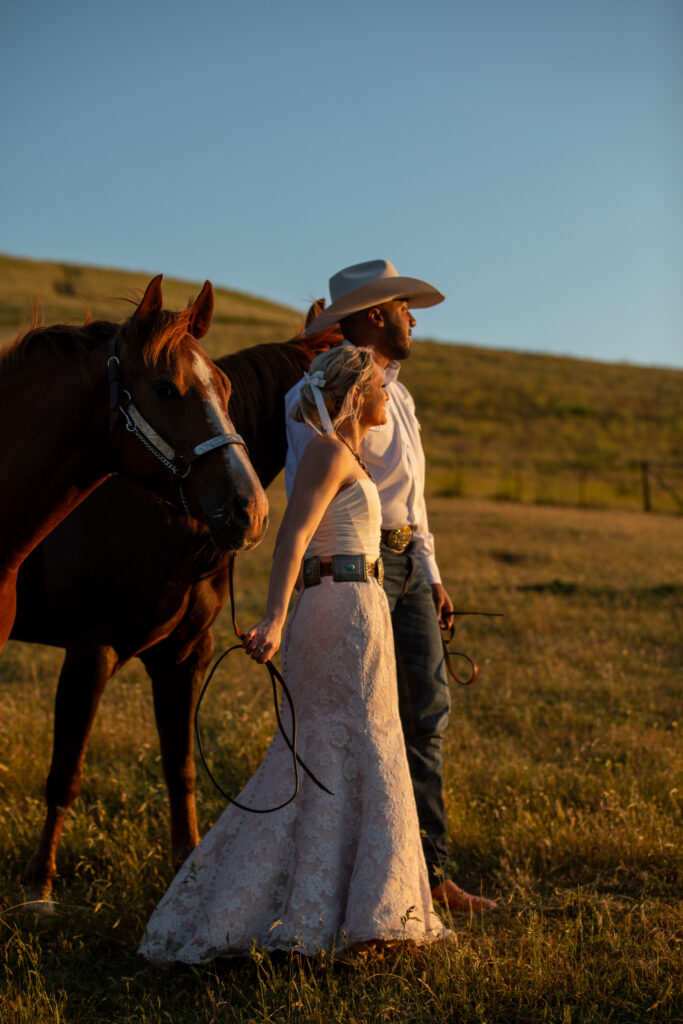 California engagement photos on a ranch with horses.