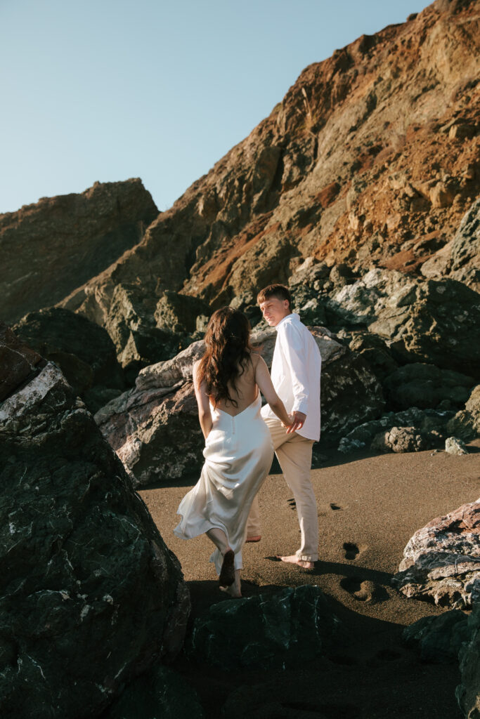 Engagement photos at black sands beach, California