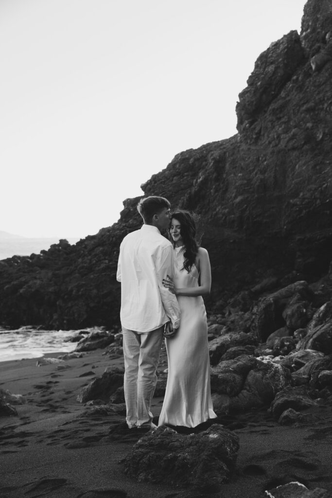 Engagement photo at beach in California