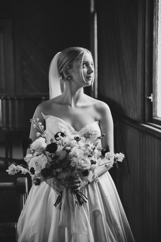Bride at old St. Hilary's Chapel, Tiburon. 