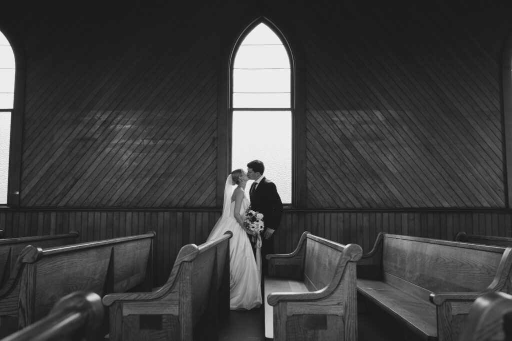 Bride and groom at old St. Hilary's Chapel, Tiburon. 