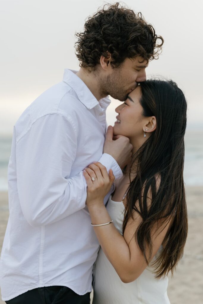 Intimate couple portrait at Half Moon Bay, Bay Area engagement photographer Rose Freedman