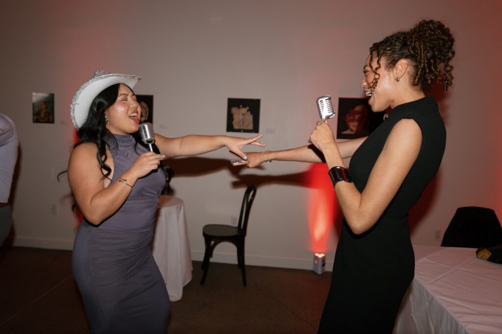 Wedding guest dancing and celebrating at Foreign Cinema San Francisco reception, Rose Freedman Photography