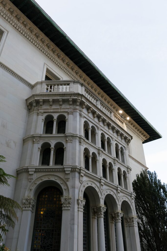 James Leary Flood Mansion Italian Renaissance exterior in San Francisco, San Francisco wedding venue photographer Rose Freedman