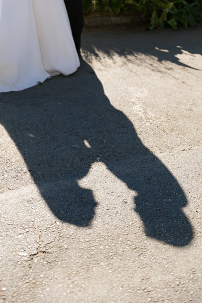 Bride and groom shadow portrait at Palace of Fine Arts San Francisco wedding, Rose Freedman Photography