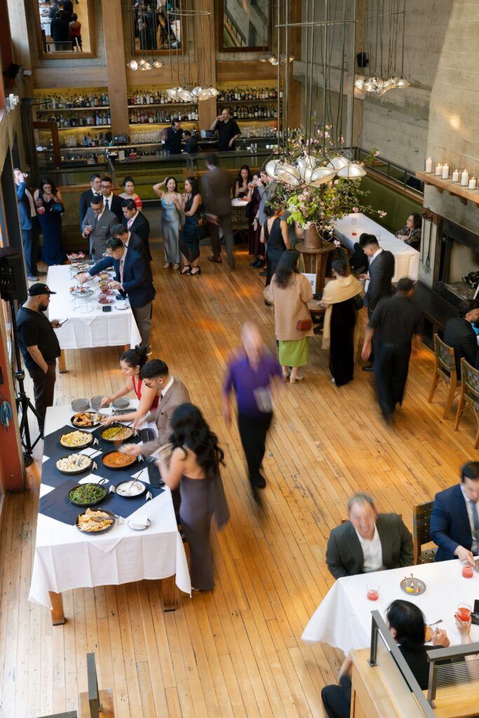 Foreign Cinema San Francisco wedding reception interior overview, San Francisco wedding photographer Rose Freedman