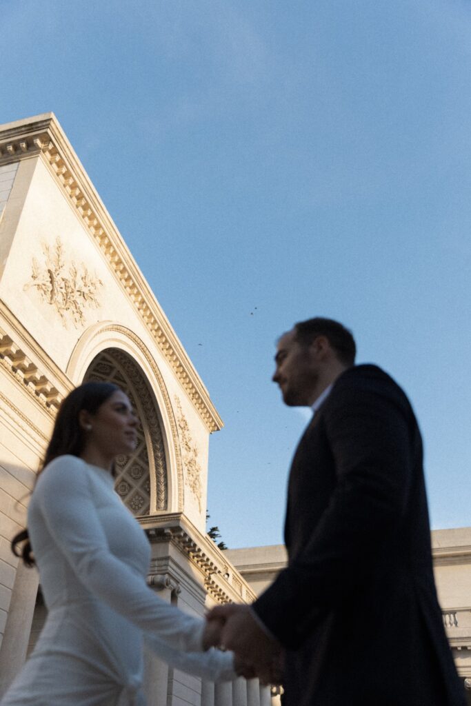 Engagement session silhouette at Legion of Honor San Francisco, Bay Area engagement photographer