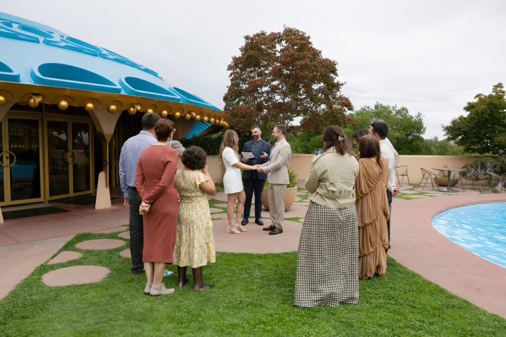 Intimate elopement ceremony at Marin Civic Center with family guests, Marin elopement photographer Rose Freedman