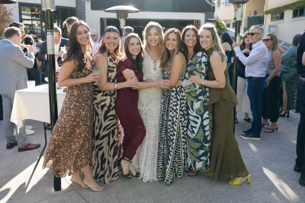 Guest in zebra print dress close up wedding celebration Bungalow 44 Mill Valley, Rose Freedman Photography